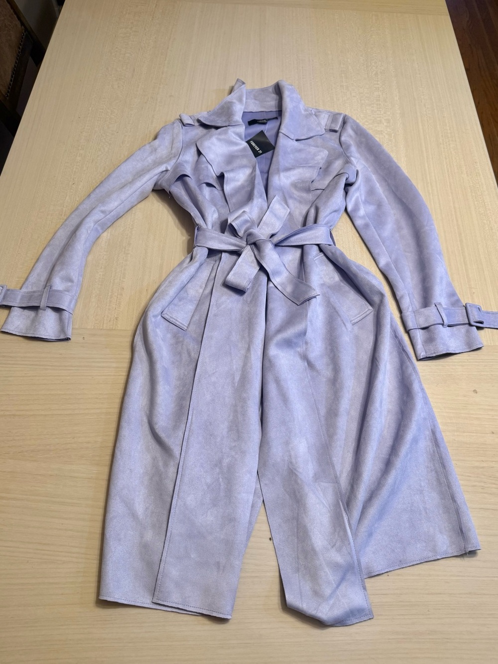Faux Suede Lavender Trench Coat Forever 21 Pastel Lilac Soft Jacket